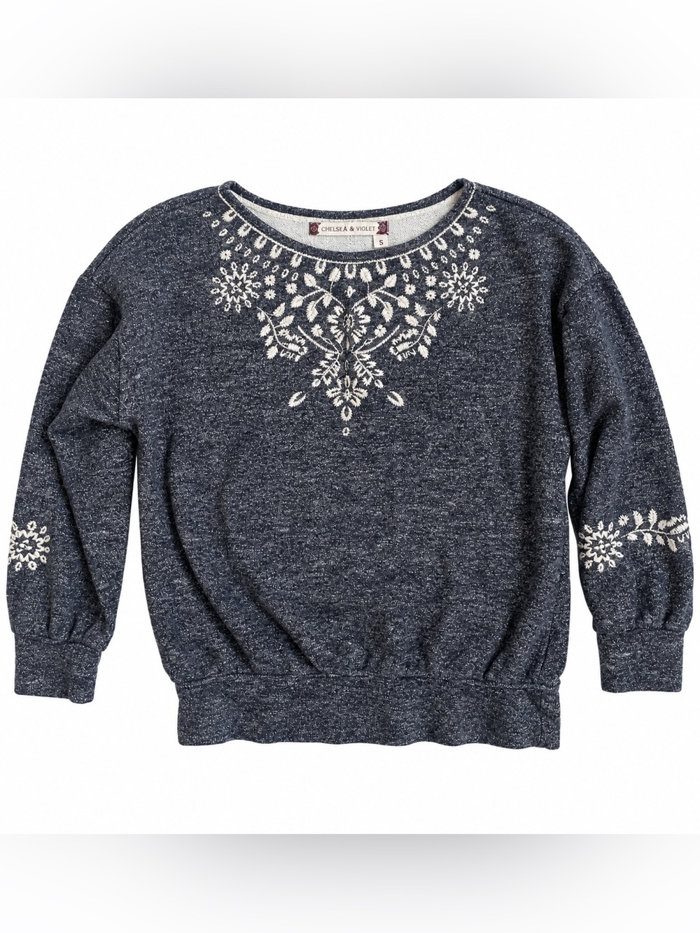 Chelsea & Violet Embroidered Boho Pullover Sweater Size Small